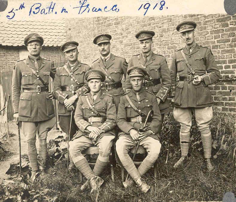 5th Battalion, France.  James Lloyd Evans standing