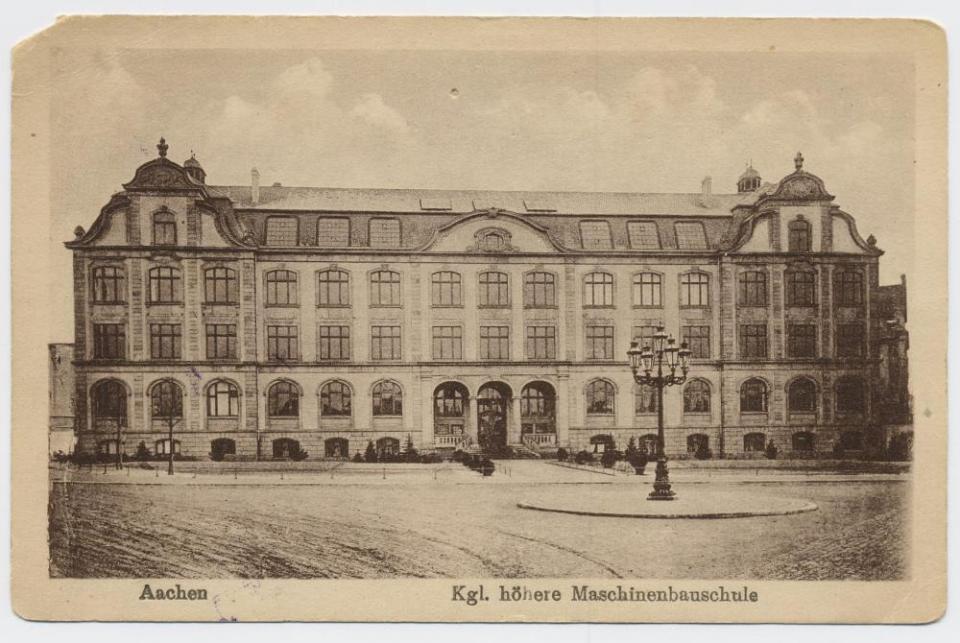 postcard, front view, P.O.W. Hospital Aachen, Germany, Aashen Kgl. höhere Maschinenbauschule, WWI