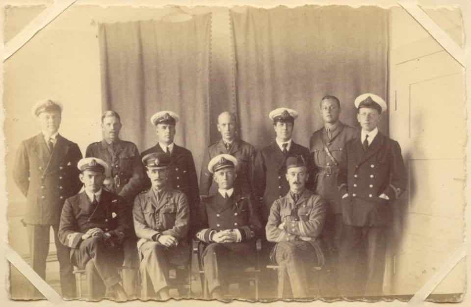 Lt. John McLurg with fellow officers at Heidelberg P.O.W. Camp Germany, Aug. 1916, WWI