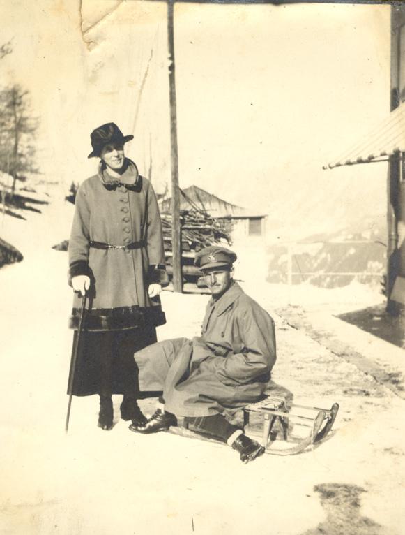 Tobogganing at Mürren P.O.W. camp, Switzerland, 1916/1917, WWI