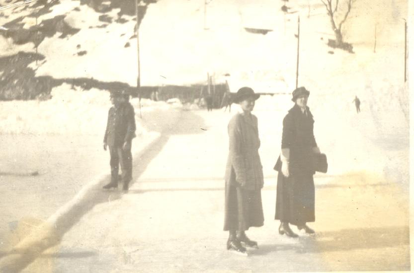 Skating group at Mürren Prisoner of War camp, Switzerland, 1916/1917, WWI