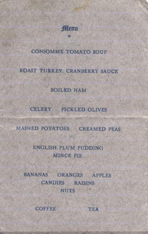 Norris, Louis. January 1, 1916. Dinner Program Menu.