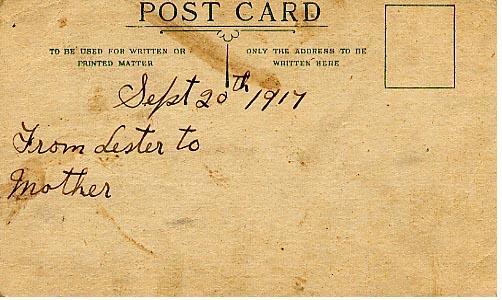 Sept 20, 1917  From Lester to Mother