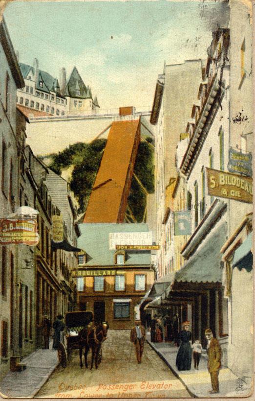 Postcard from Quebec, dated 11 September 1917.Image is stated to be of Quebec-Passenger Elevator from Cowan to Upper Town.