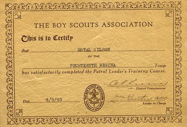 Boy Scout certificate