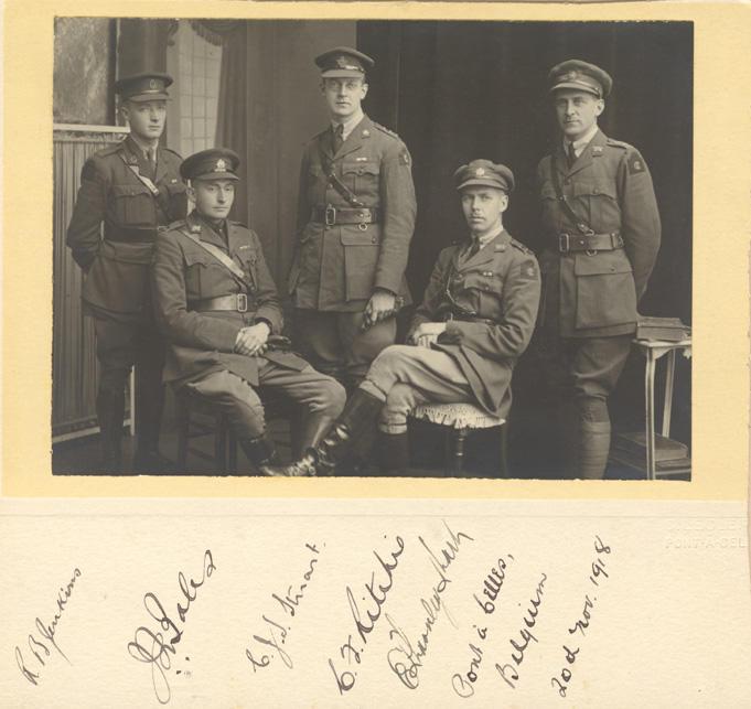 R.B. Jenkins - J.L. Zales - C.J.S. Strant - C.F. Ritchie - E.L. [?]; Pont a Belles - November 20, 1918