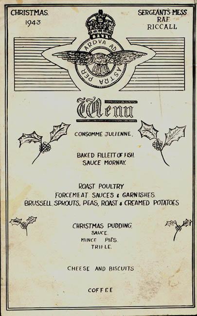 RCAF Christmas menu - 1943