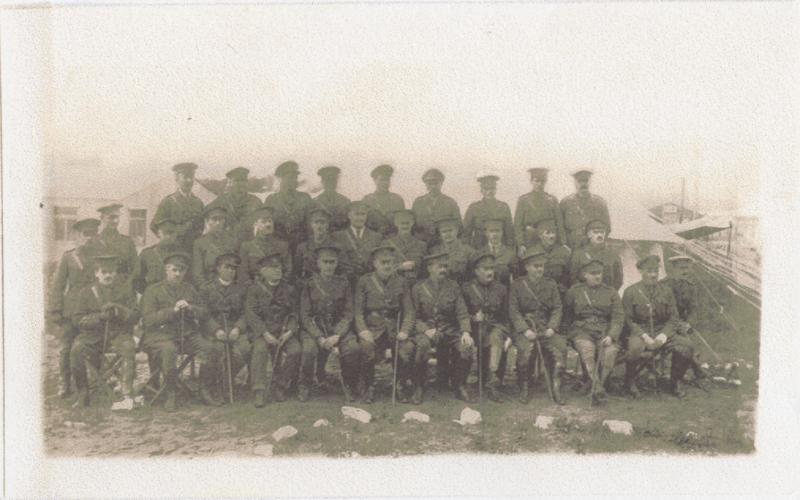 WWI 1915 Christmas Card, unidentified group of soldiers, sent by Nursing Sister L. Gertrude Squire